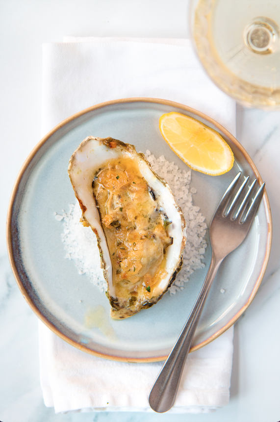 gegratineerde oesters met champagne